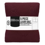 Homestyle 5PC Embossed Luxury Quilt Set - Double/Queen - Image 5