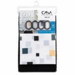 Casa Collection 14 Piece Bath Set – Bath Mat, Shower Curtain & 12 Hooks – Assorted Designs - Image 8