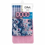 Casa Collection 14 Piece Bath Set – Bath Mat, Shower Curtain & 12 Hooks – Assorted Designs - Image 5