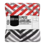 Homestyle 5PC Printed Luxury Quilt Set - Double/Queen - Image 9