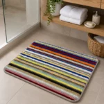 Chainstore 500GSM Microfiber Multi Striped Bath Mat – 40x60cm - Image 2