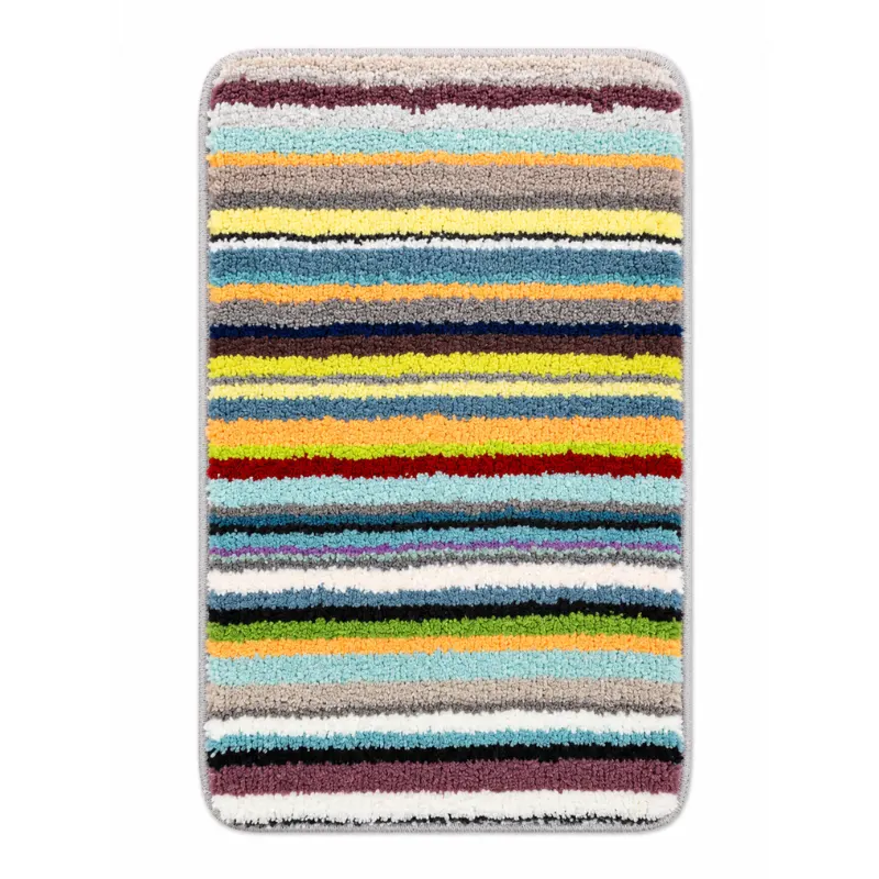 Arctic Home – 500GSM Microfiber Mat – Warm Striped – 40x60cm Chainstore 500GSM Microfiber Multi Striped Bath Mat – 40x60cm - Image 1