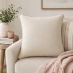 Chainstore Large Scatter Cushion – Beige with Pink Border – 60x60cm - Image 3