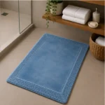 Memory Foam Waffle Border Bath Mat - Blue - - Image 2