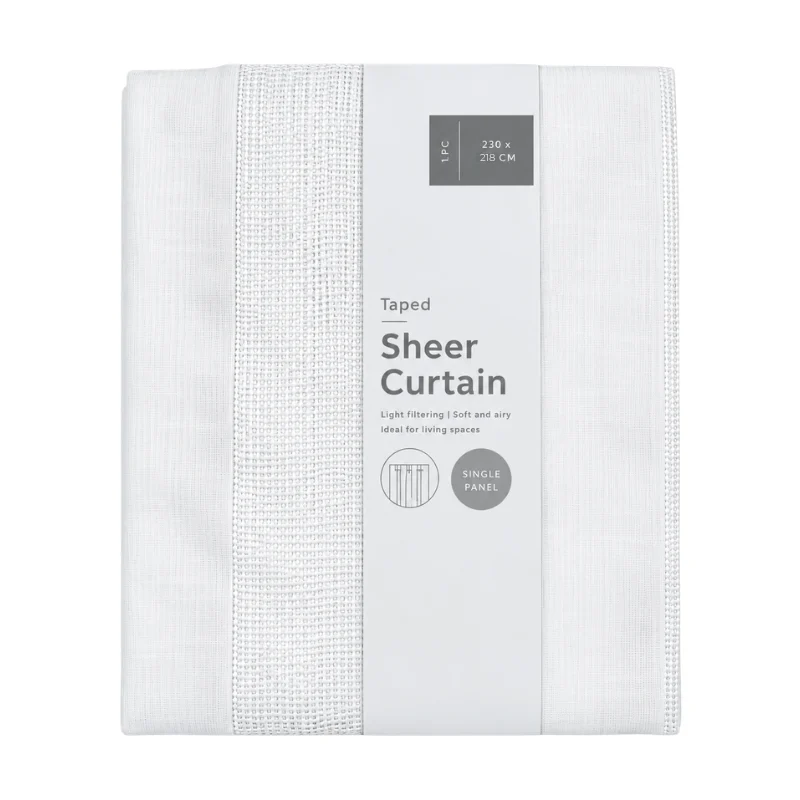 Arctic Home Chainstore Sheer Curtain - 230x218 Chainstore Taped Sheer Curtain – White – 230 × 218 cm - Image 1