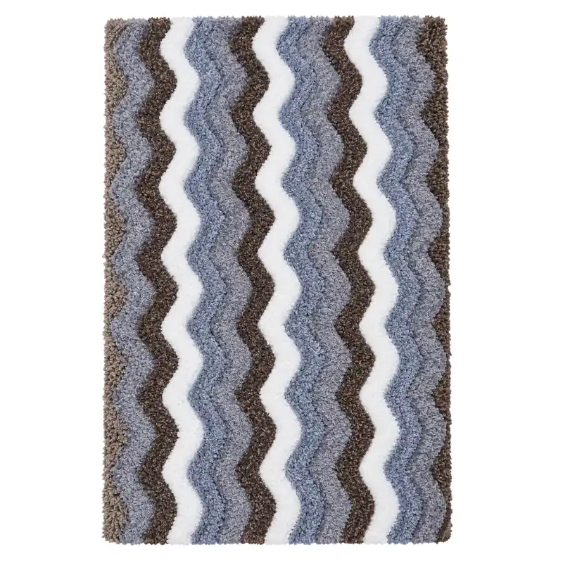 Arctic Home Wavey Stripe Grey and Brown 40X60 Mat Wavy Stripe Textured Bath Mat – 40×60cm - Image 1