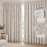 Foliage Jacquard Taped Lined Curtain – 230 × 250 cm - Image 3