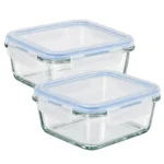 2 Piece Square Glass Food Container Set – 800ml Each - Image 2