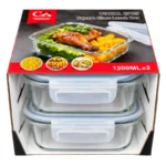 2 Piece Glass Food Container Set – Round & Square - Image 3