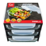640ml 3pcs Rectangle Glass Lunch Set - Image 2