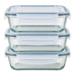 640ml 3pcs Rectangle Glass Lunch Set