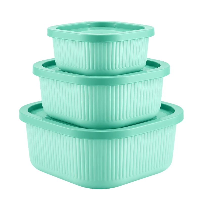 Arctic Home Marina 3pc Square Container Set - Green Marina 3 Piece Airtight Food Storage Container Set – Square, Rectangle , Round - Image 1