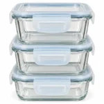 3PC Square Glass Food Container Set – 520ml - Image 2